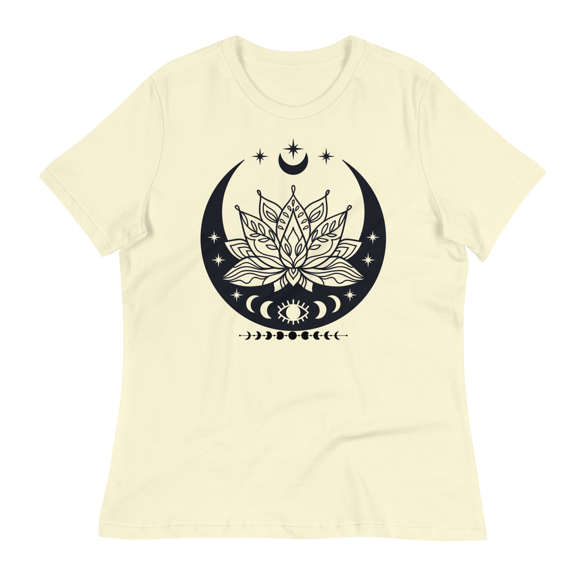 Moon Lotus Flower womens-relaxed-t-shirt-citron-front-flat