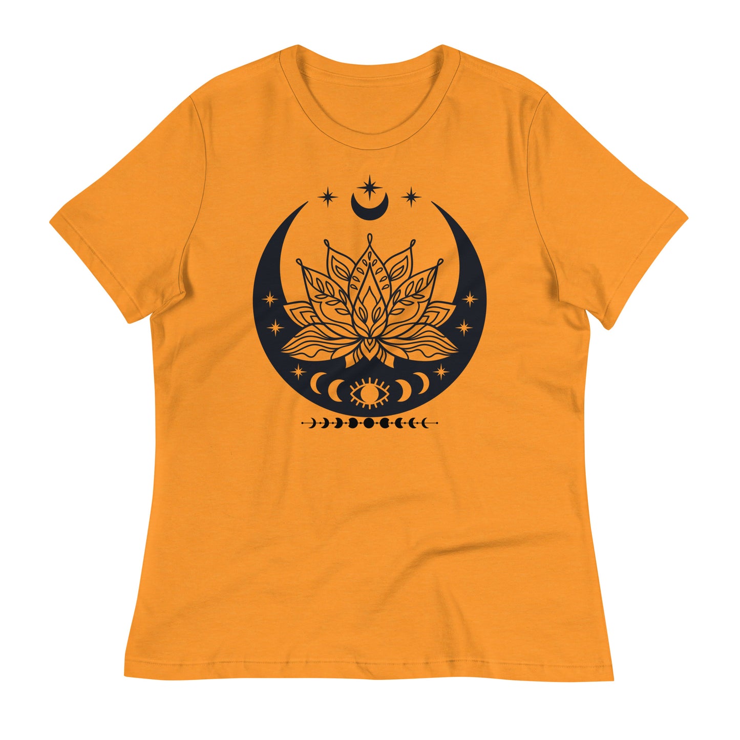 Moon Lotus Flower womens-relaxed-t-shirt-heather-marmalade-front-flat