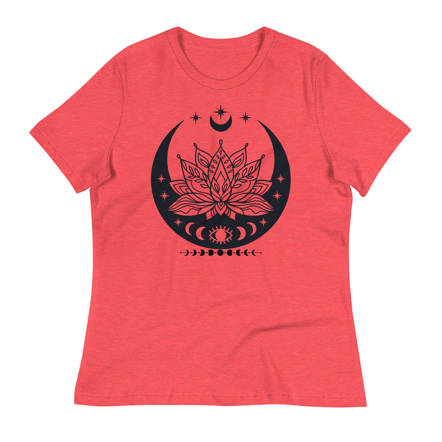 Moon Lotus Flower womens-relaxed-t-shirt-heather-red-front-flat