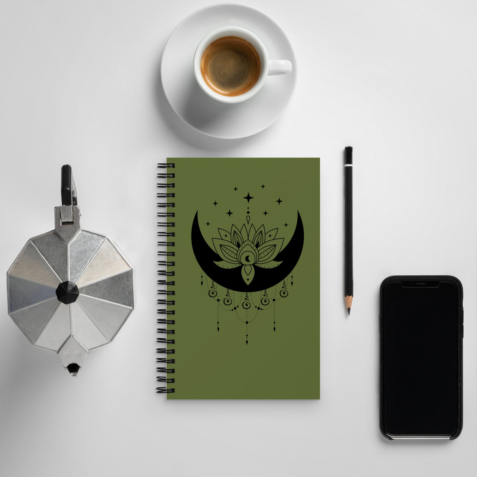 Moon Lotus Star spiral-notebook-white-front-LS