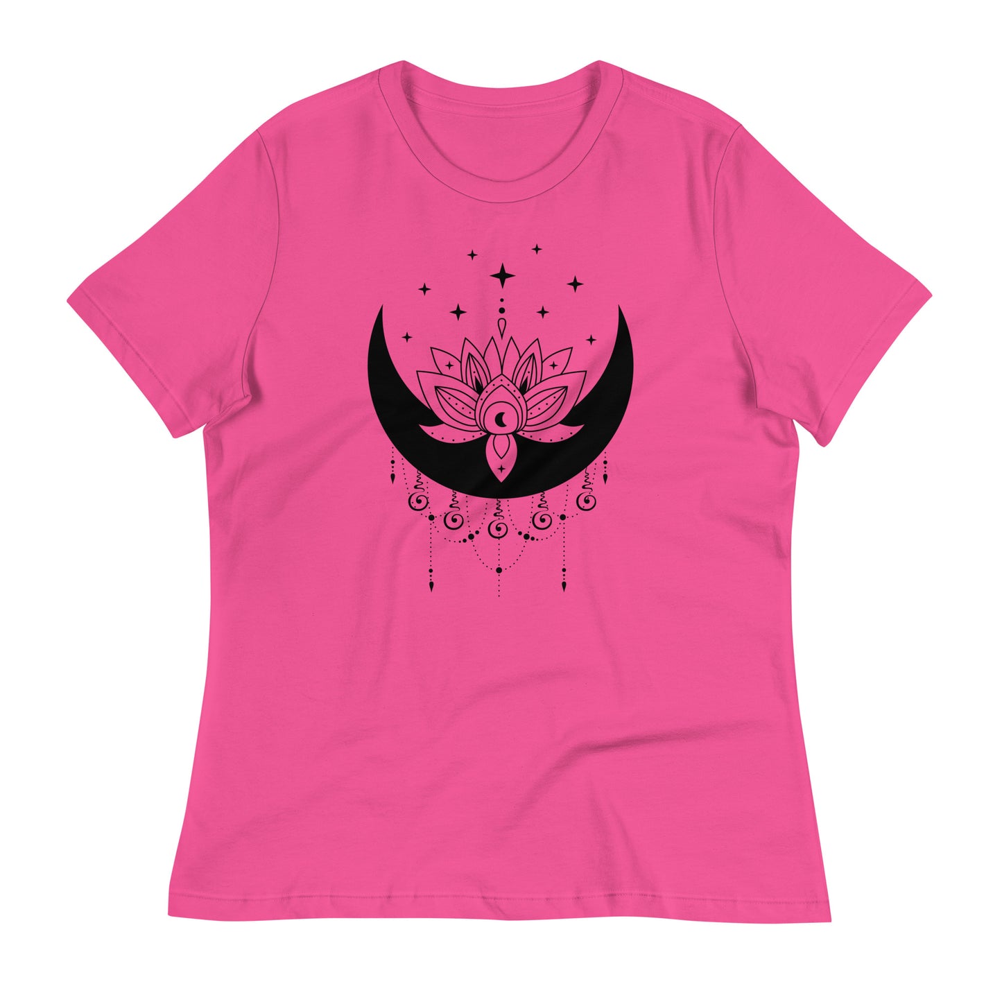 Moon Lotus Star womens-relaxed-t-shirt-berry-front-flat