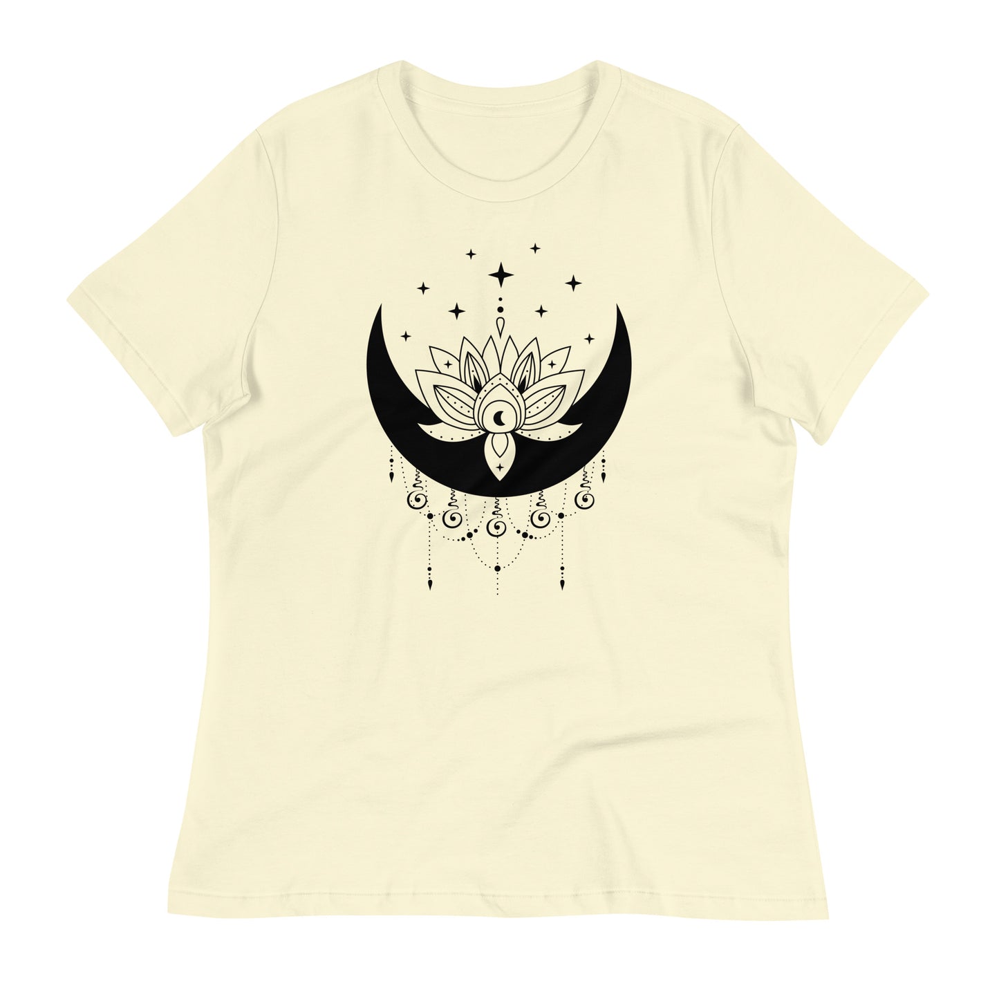 Moon Lotus Star womens-relaxed-t-shirt-citron-front-flat