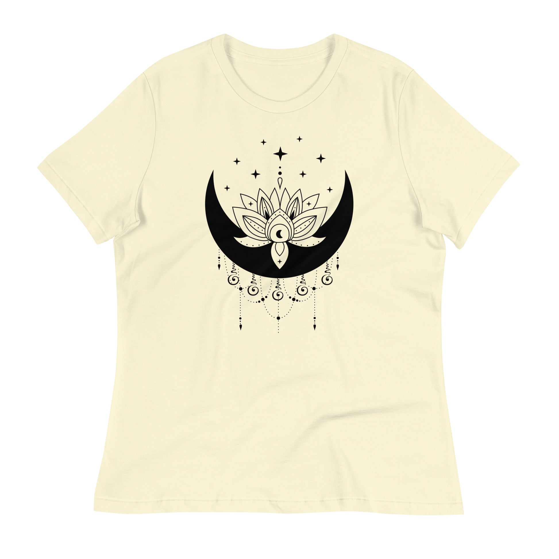 Moon Lotus Star womens-relaxed-t-shirt-citron-front-flat