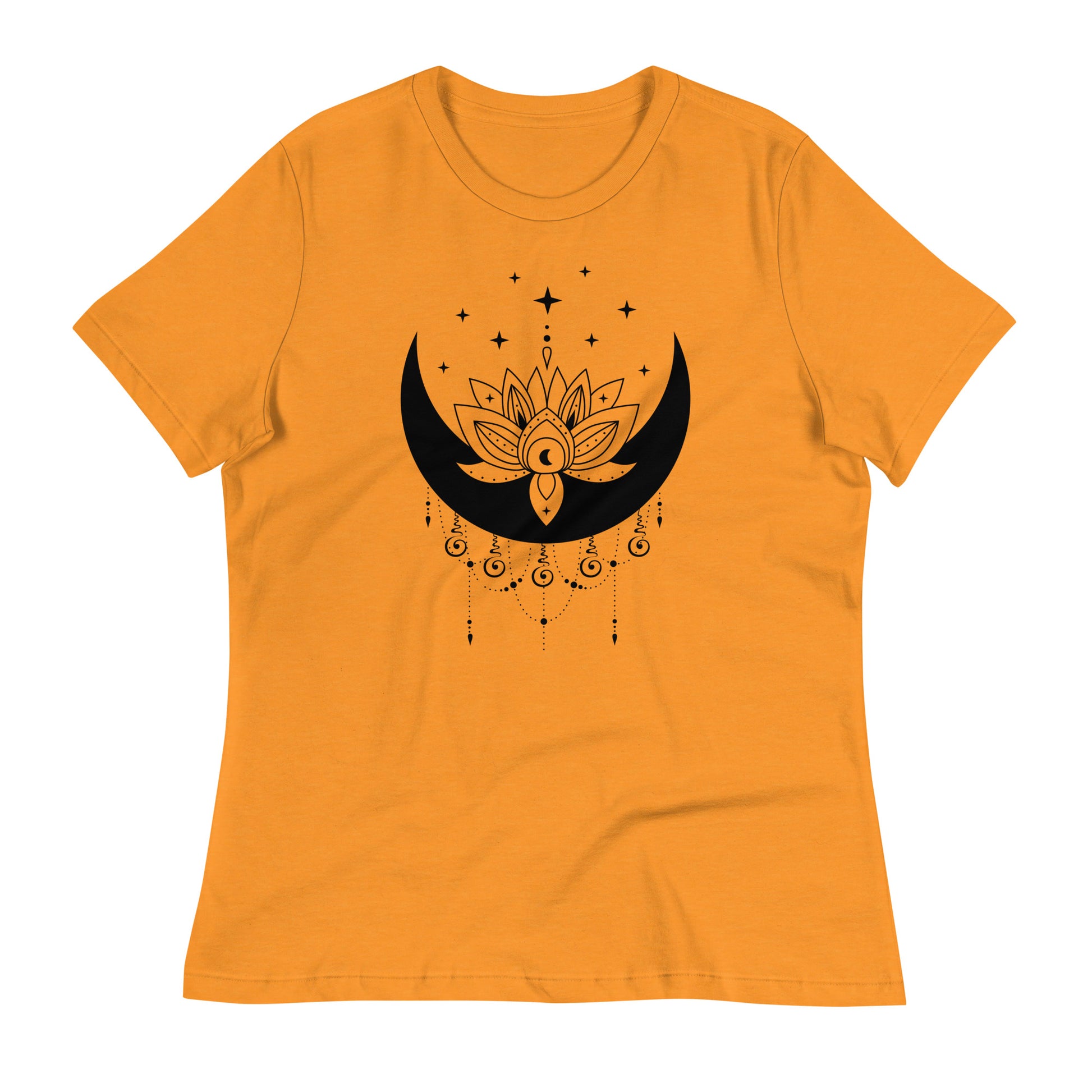 Moon Lotus Star womens-relaxed-t-shirt-heather-marmalade-front-flat