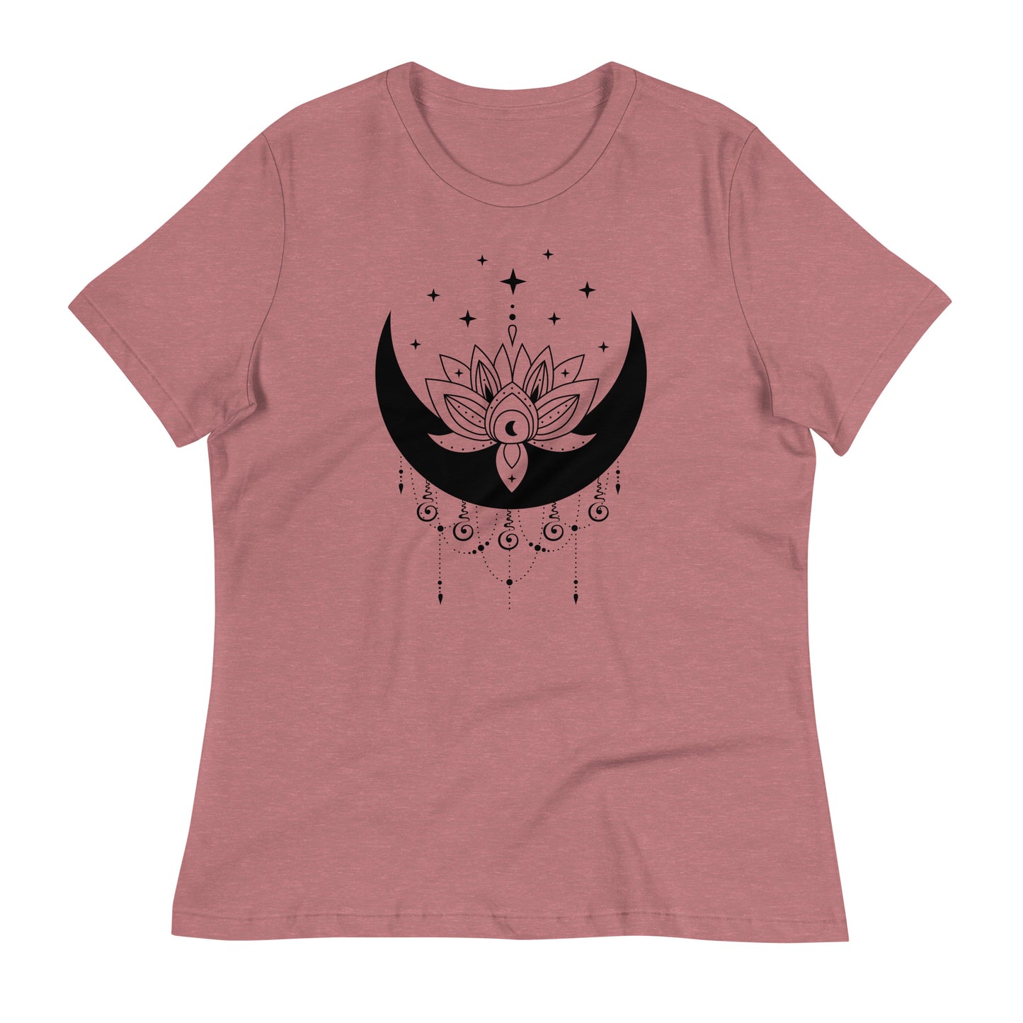 Moon Lotus Star womens-relaxed-t-shirt-heather-mauve-front-flat