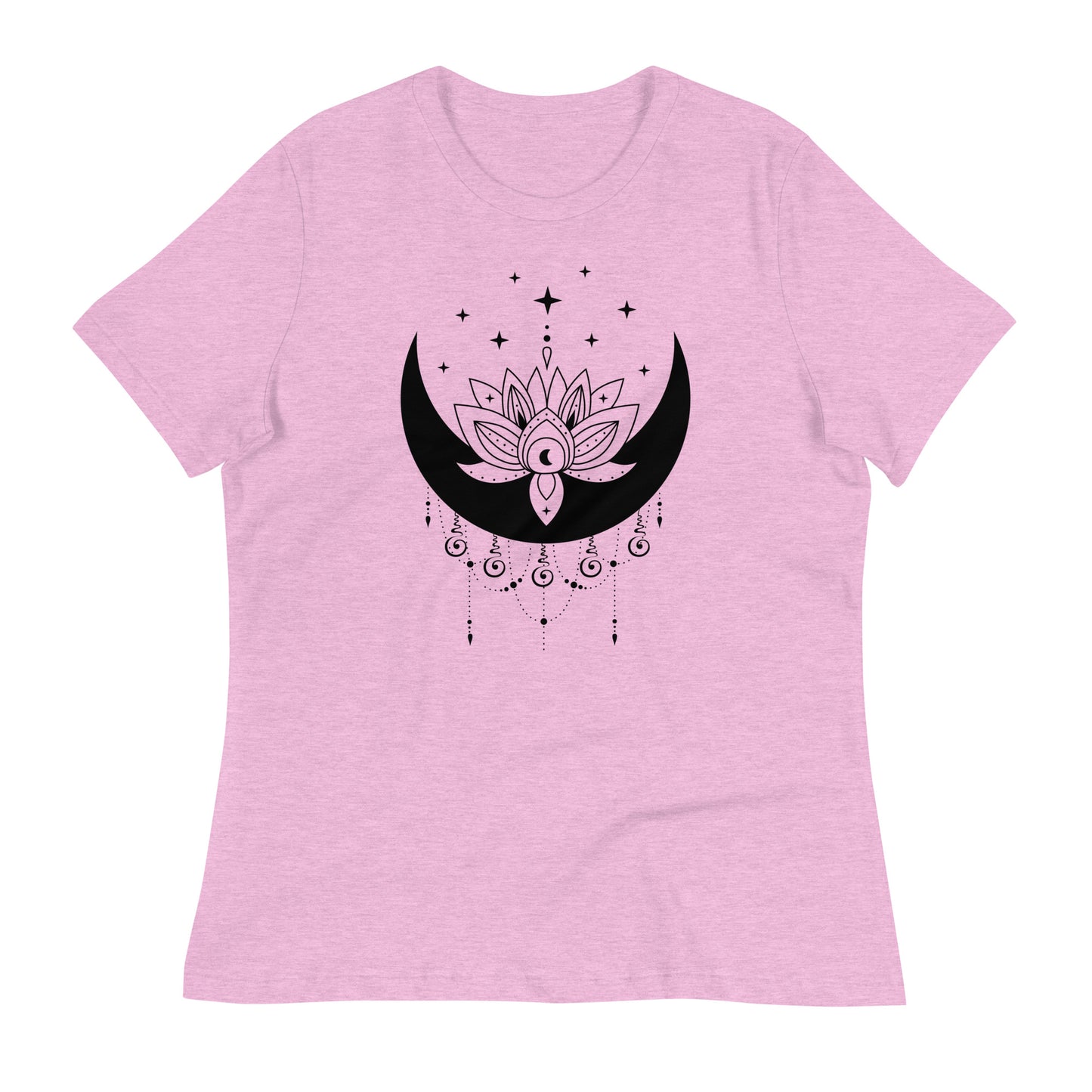 Moon Lotus Star womens-relaxed-t-shirt-heather-prism-lilac-front-flat