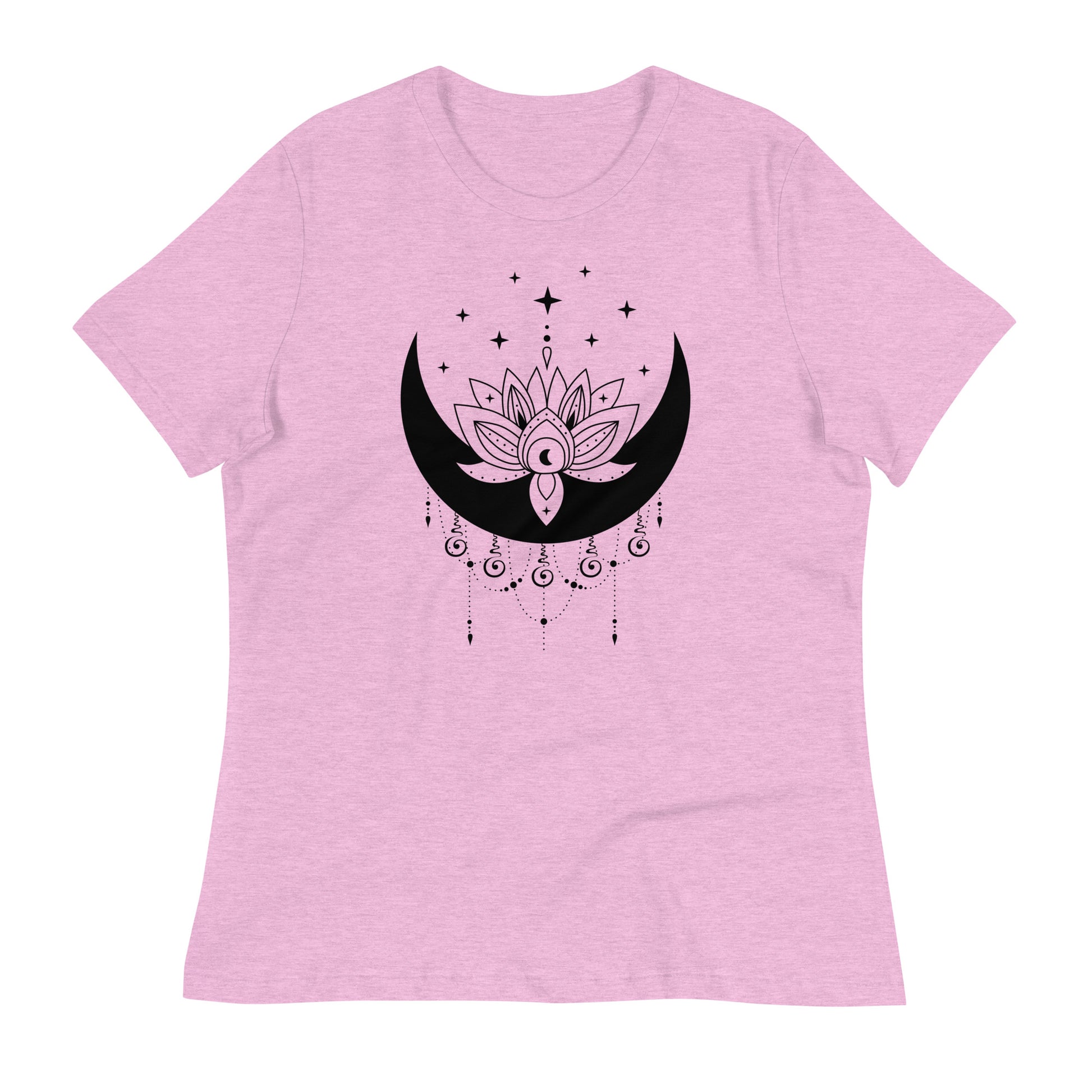 Moon Lotus Star womens-relaxed-t-shirt-heather-prism-lilac-front-flat