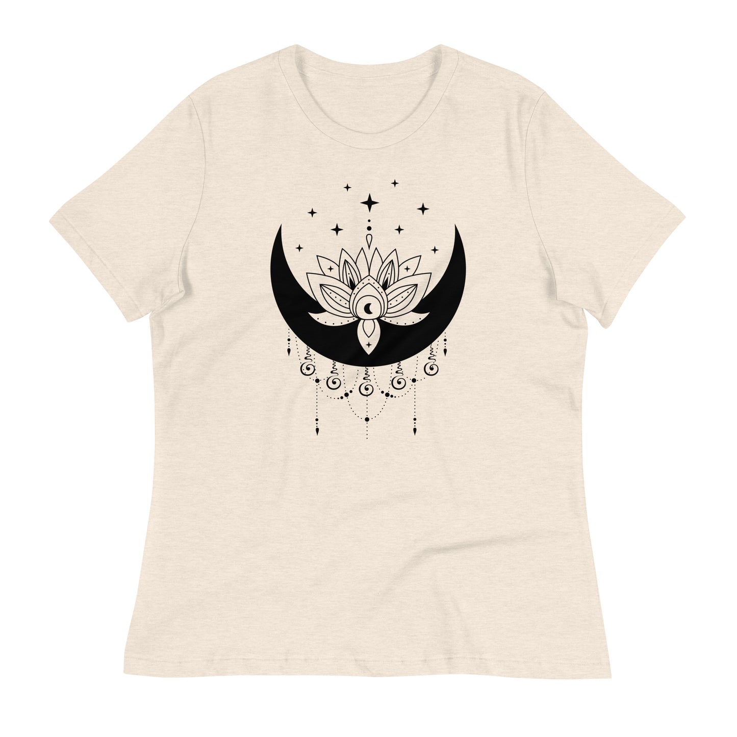 Moon Lotus Star womens-relaxed-t-shirt-heather-prism-natural-front-flat