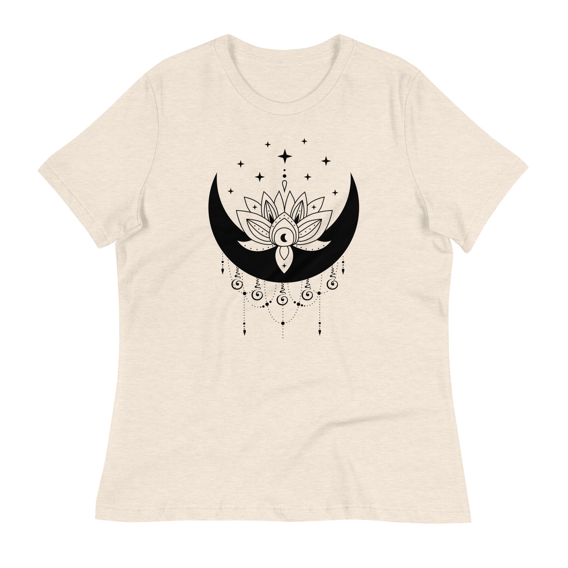 Moon Lotus Star womens-relaxed-t-shirt-heather-prism-natural-front-flat