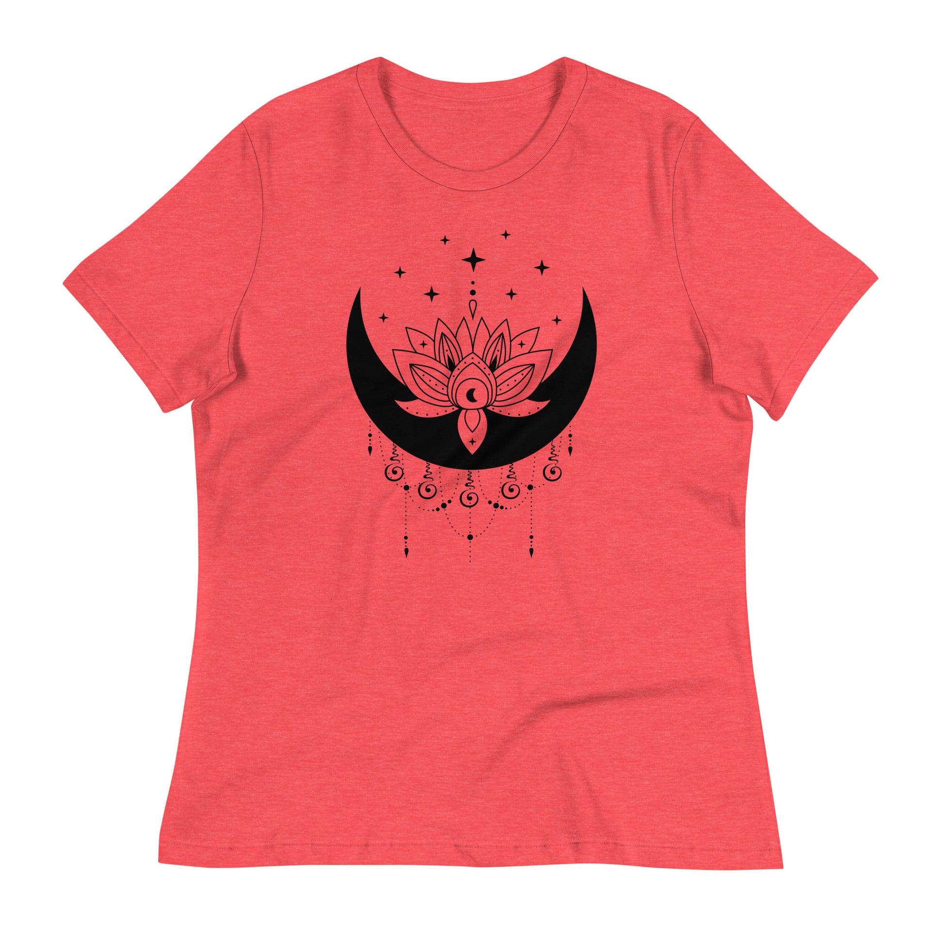 Moon Lotus Star womens-relaxed-t-shirt-heather-red-front-flat