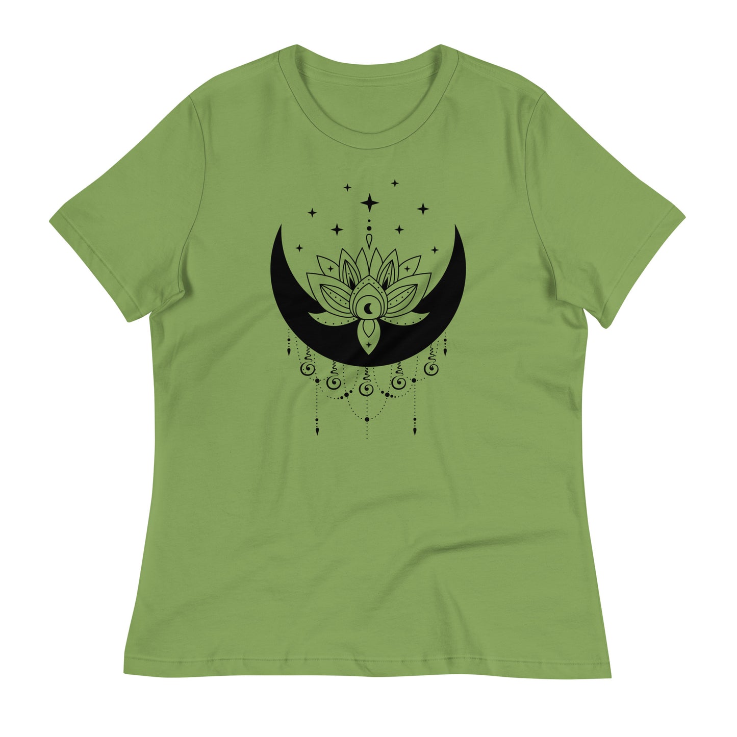 Moon Lotus Star womens-relaxed-t-shirt-leaf-front-flat