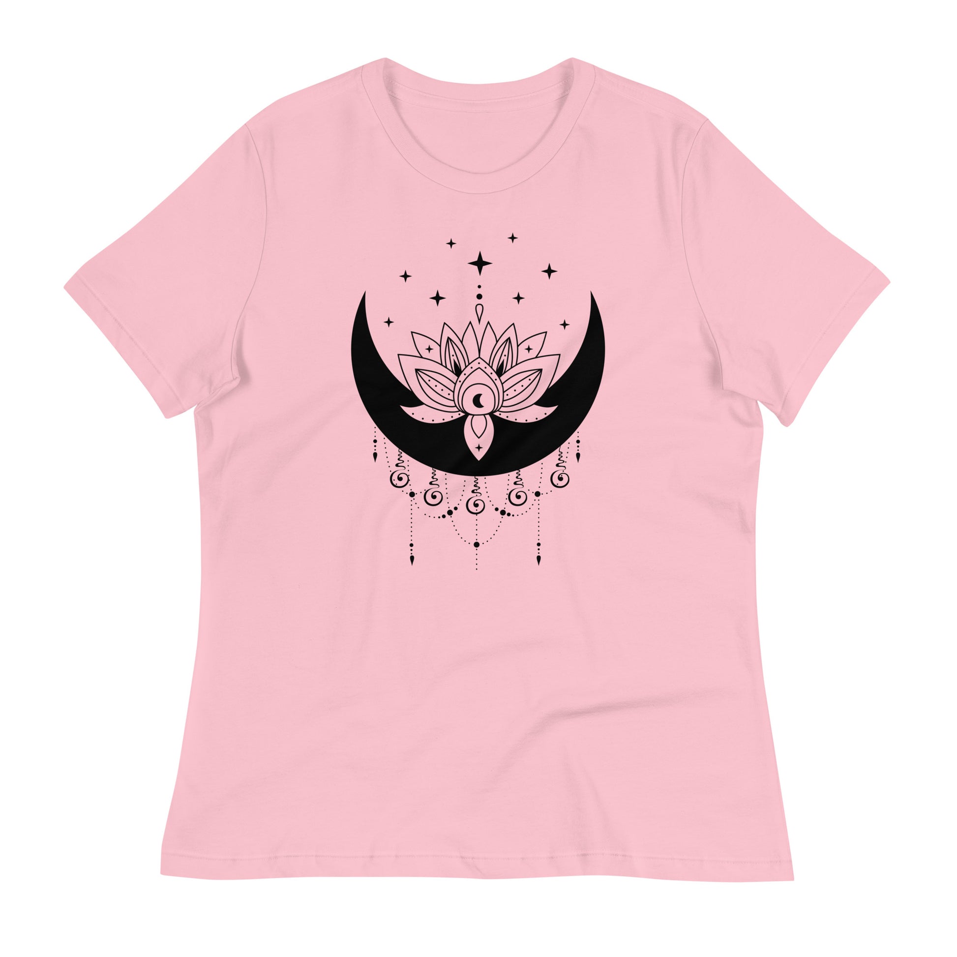 Moon Lotus Star womens-relaxed-t-shirt-pink-front-flat