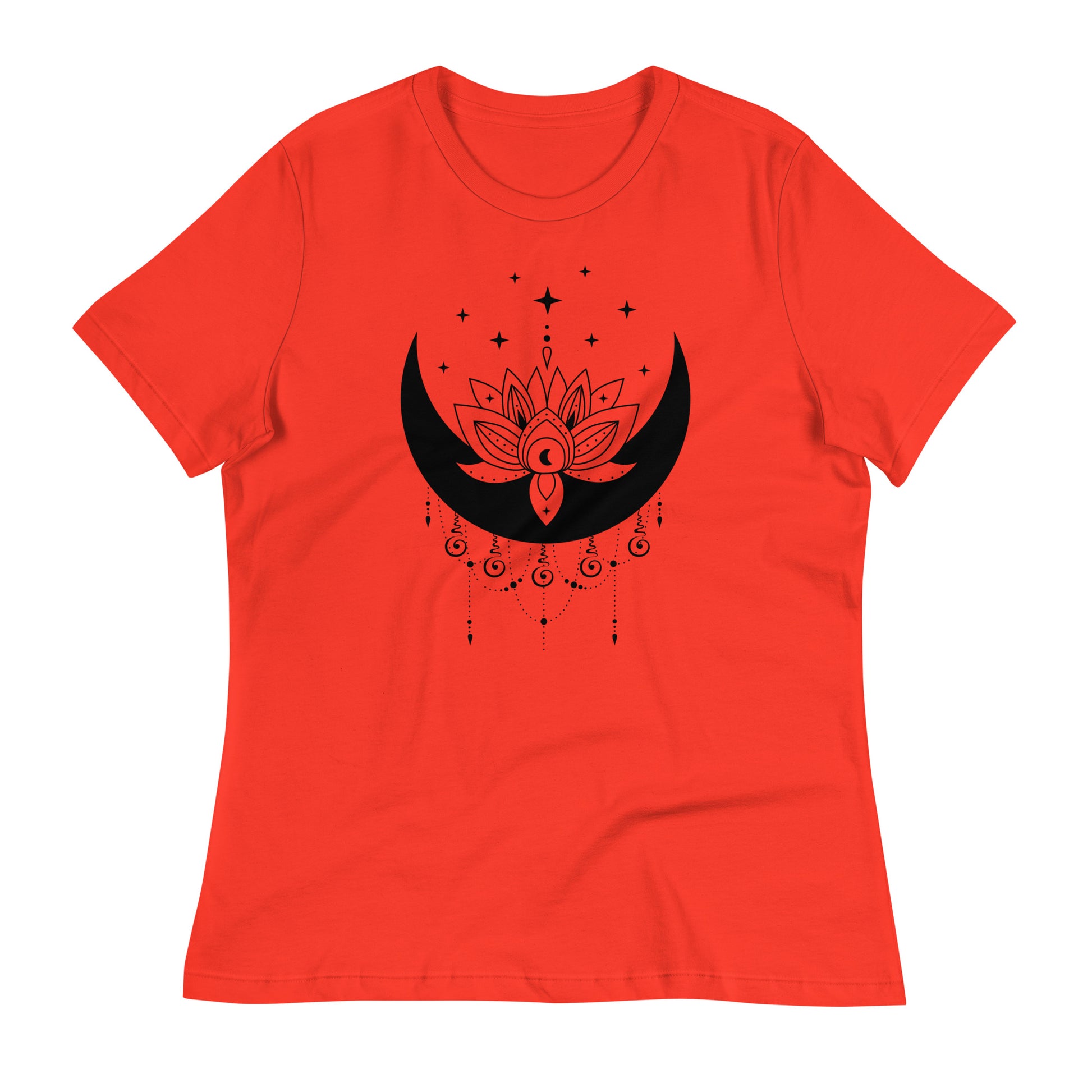 Moon Lotus Star womens-relaxed-t-shirt-poppy-front-flat