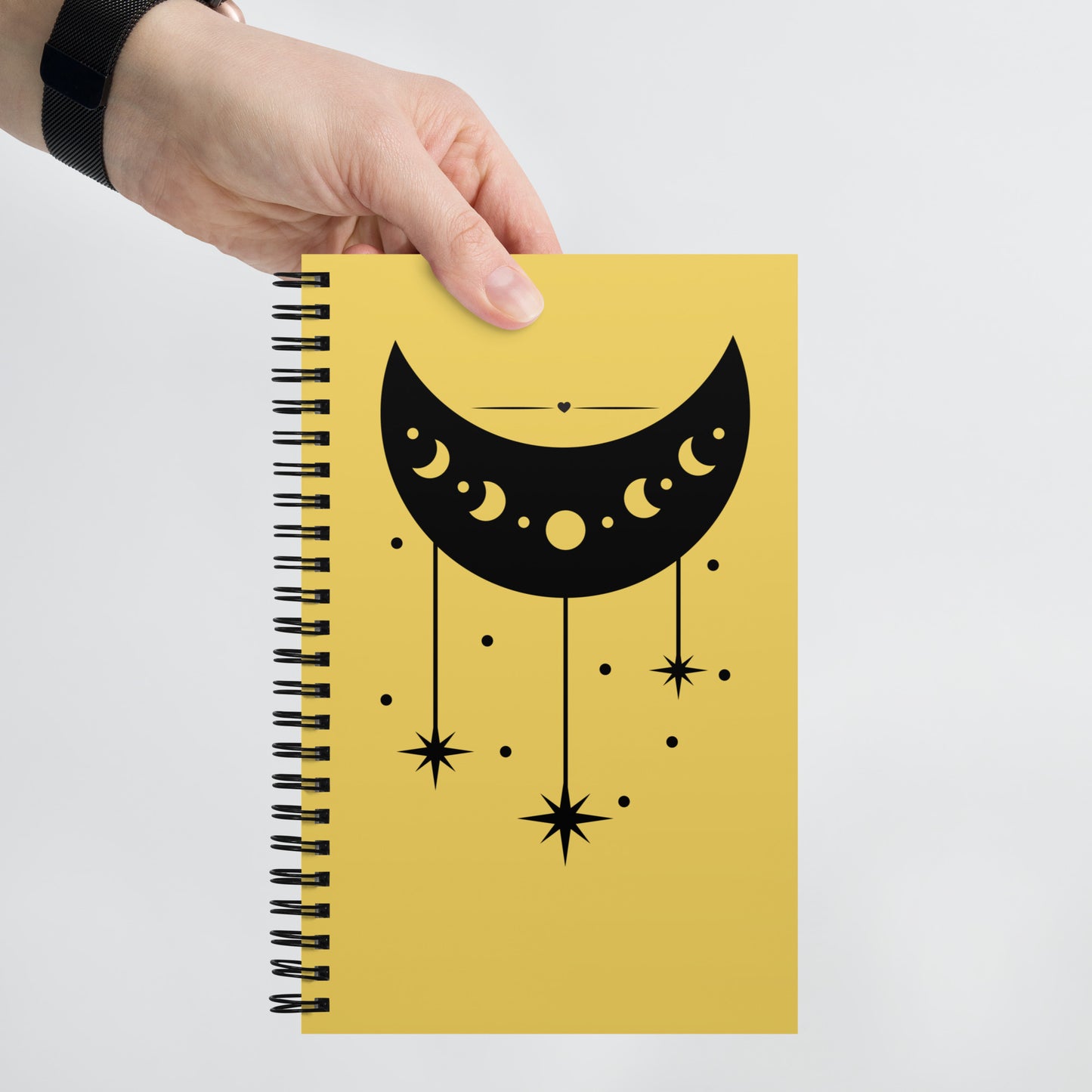 Moon Phase spiral-notebook-white-front-in hand