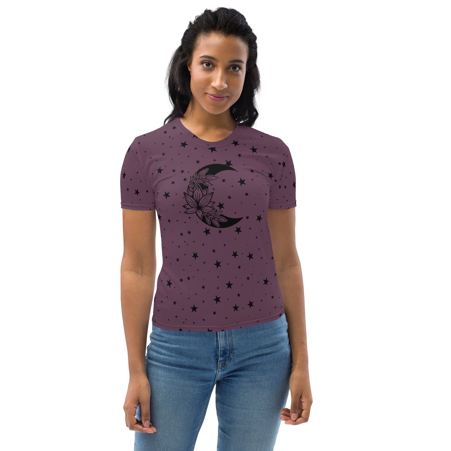 Floral Moon Star Purple Play Women's Crew Neck T-Shirt