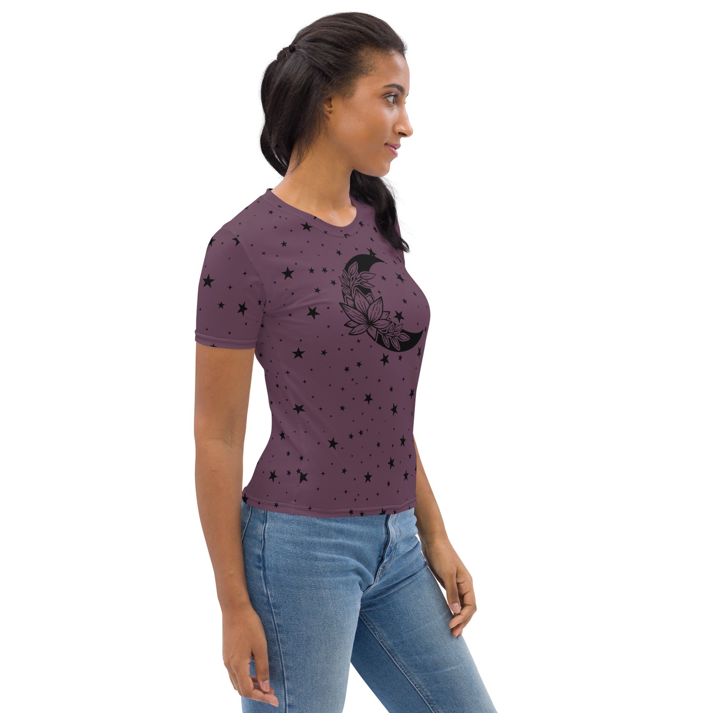 Floral Moon Star Purple Play Women's Crew Neck T-Shirt