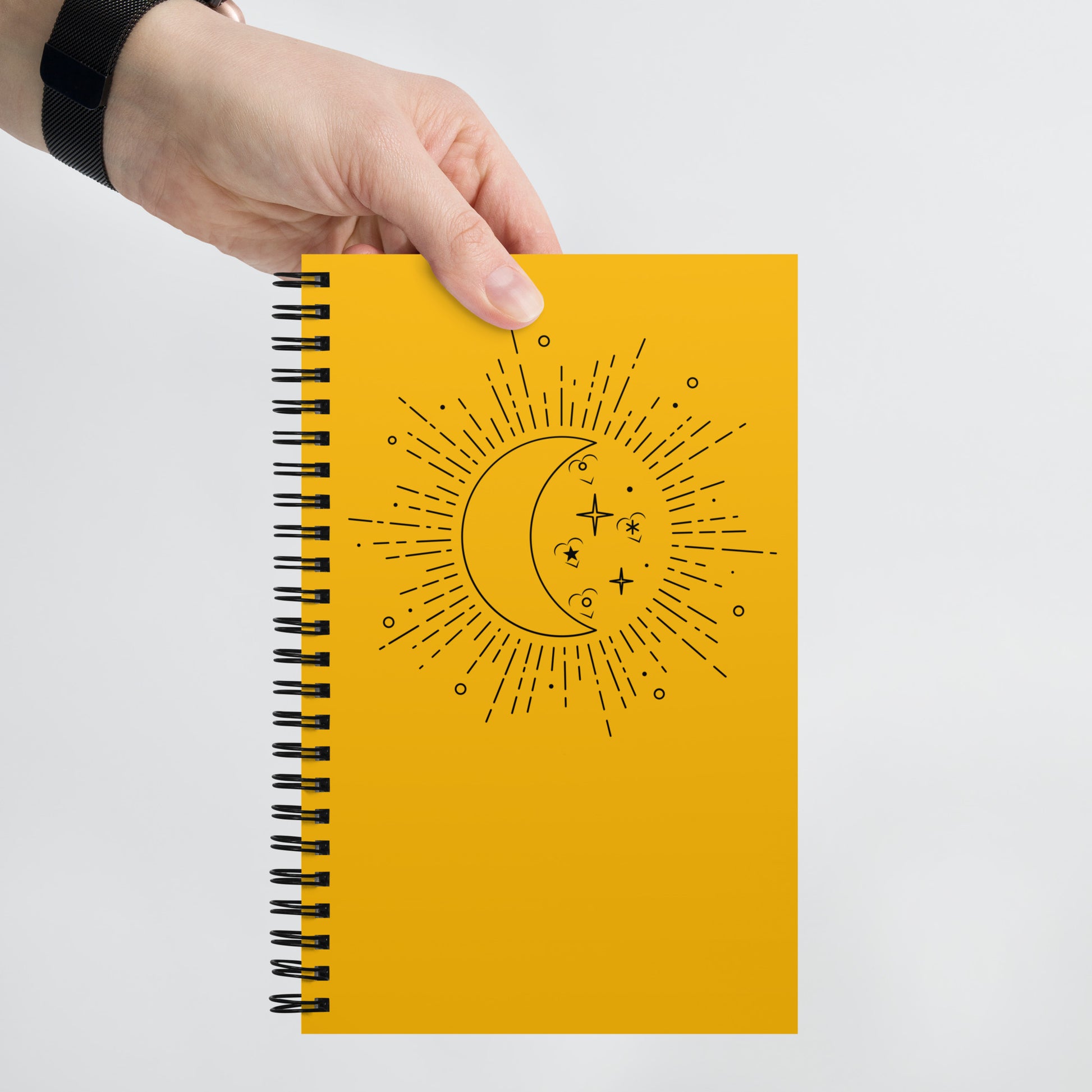 Moon Sun spiral-notebook-white-front-in hand