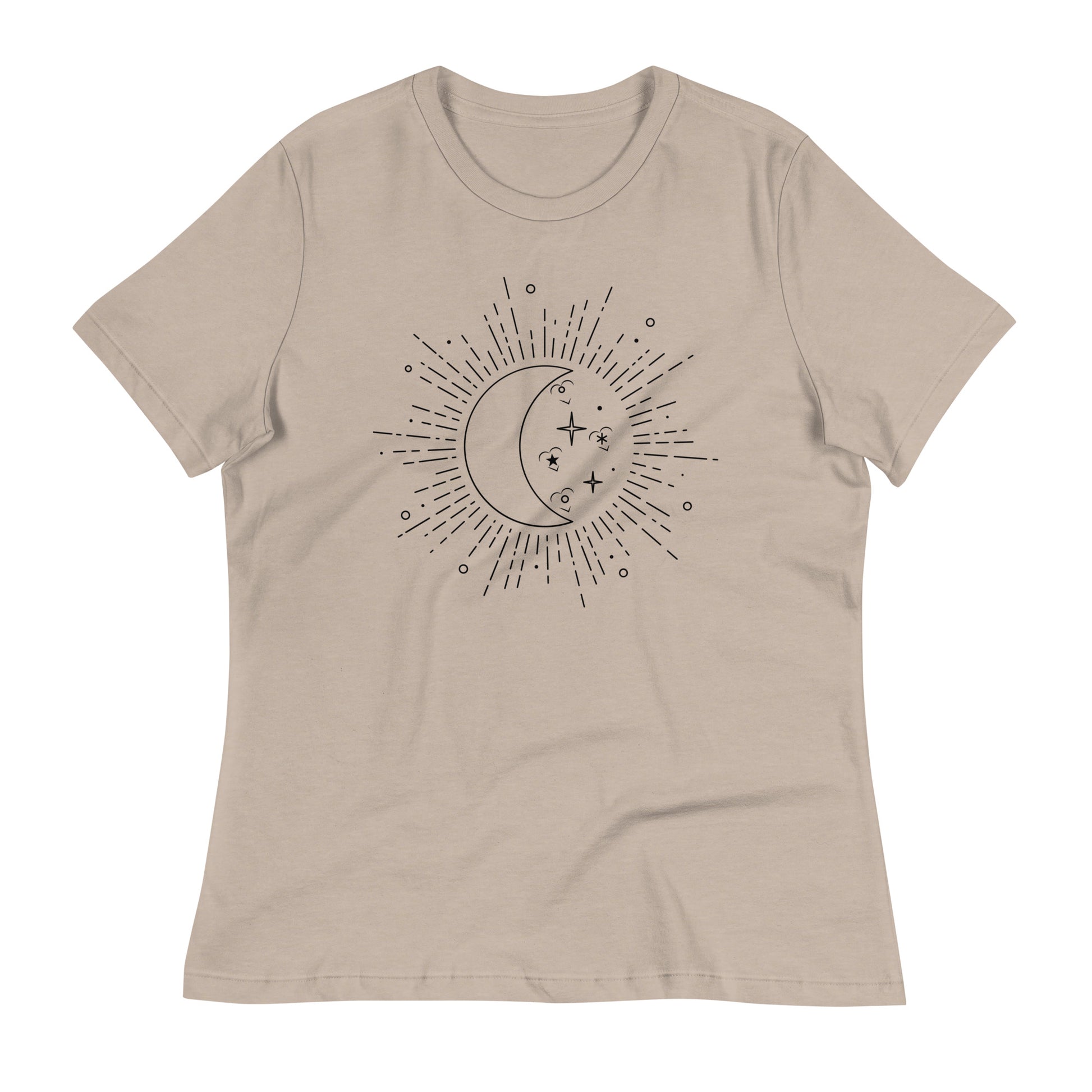 Moon Sun womens-relaxed-t-shirt-heather-stone-front-flat