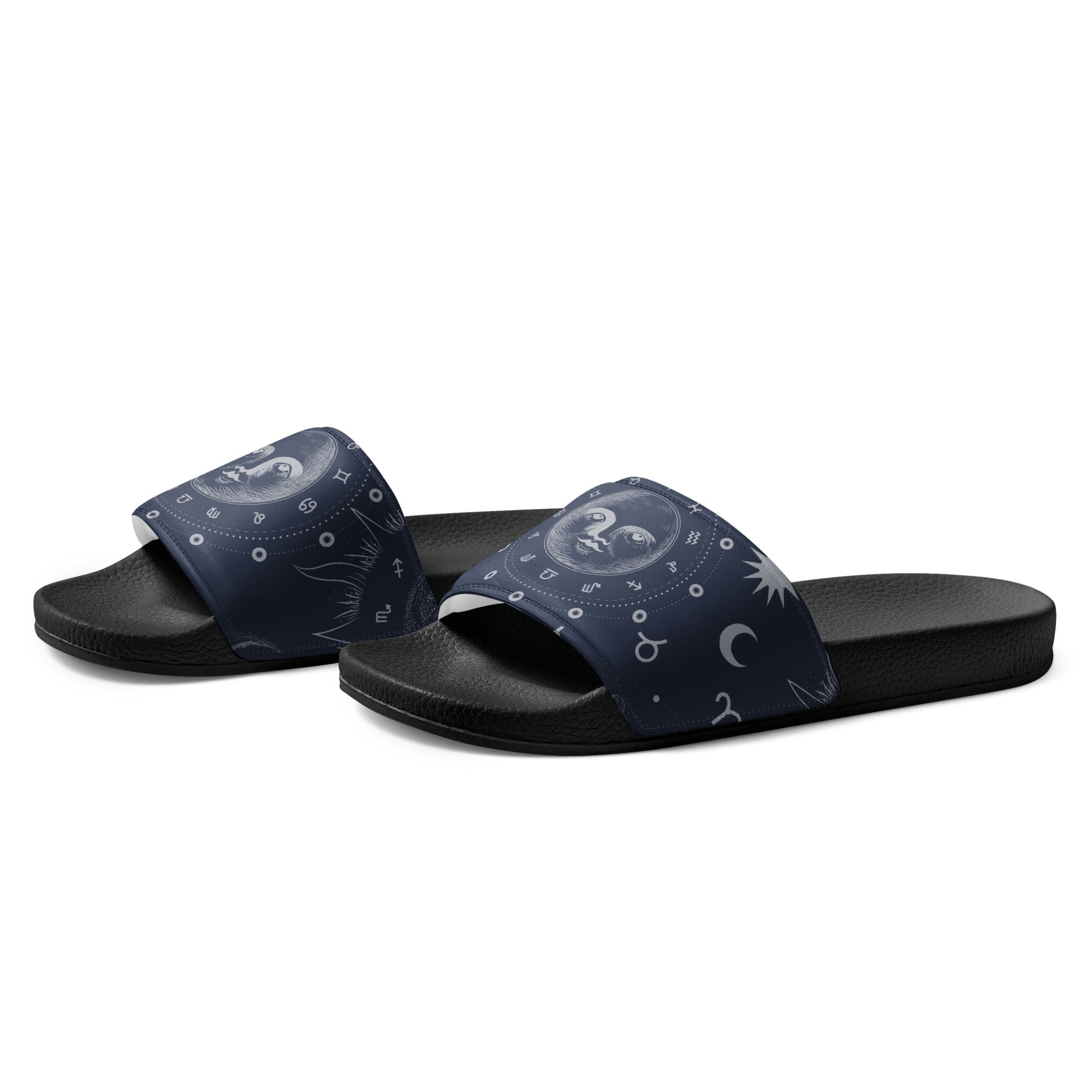 Moon Zodiac womens-slides-sandals black-left-front