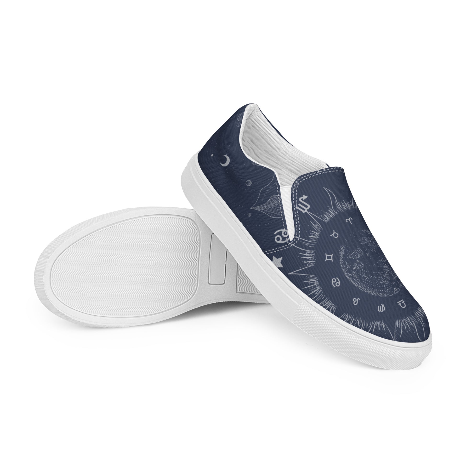 Moon Zodiac womens-slip-on-canvas-shoes-blue-right-front