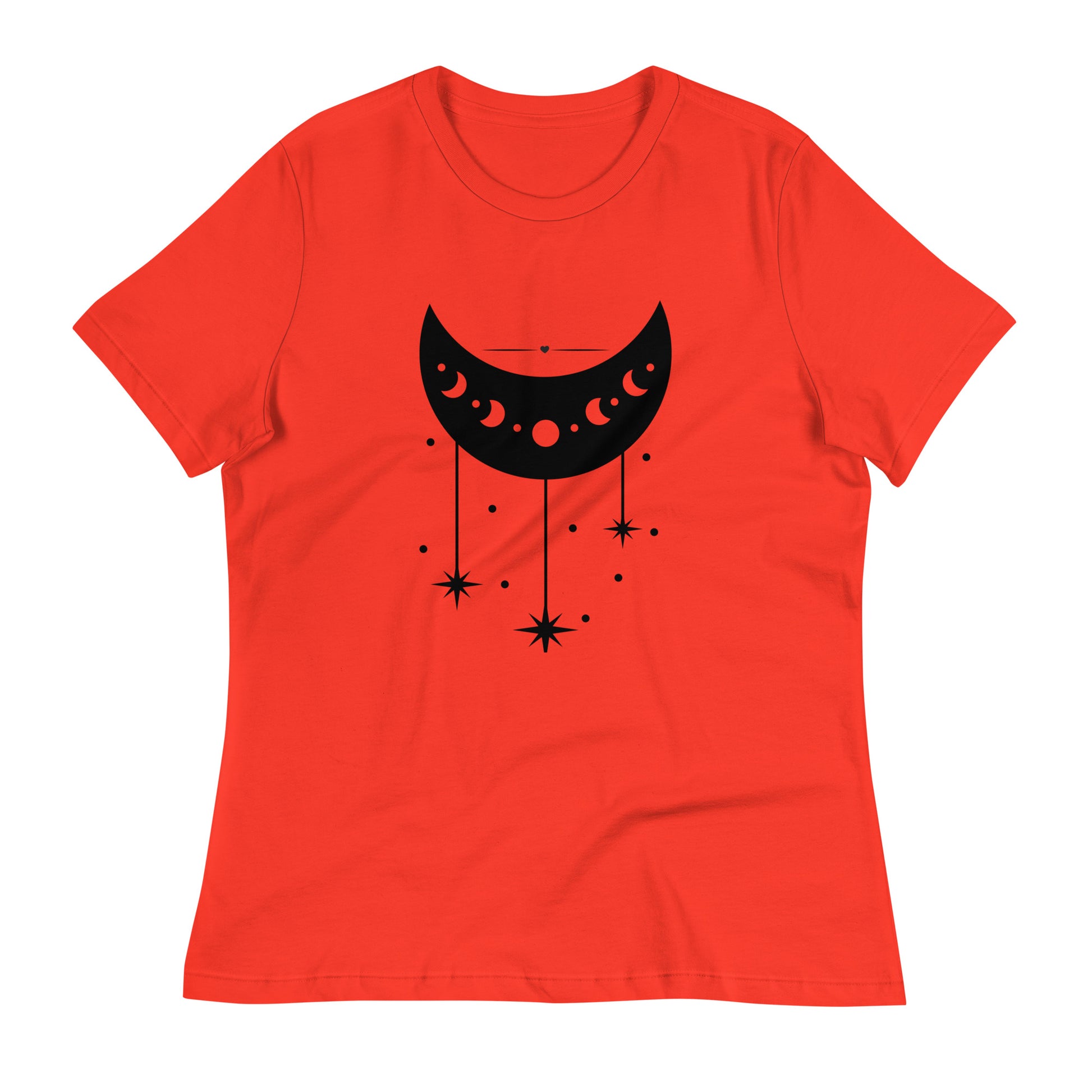 Moon phase womens-relaxed-t-shirt-poppy-front-flat
