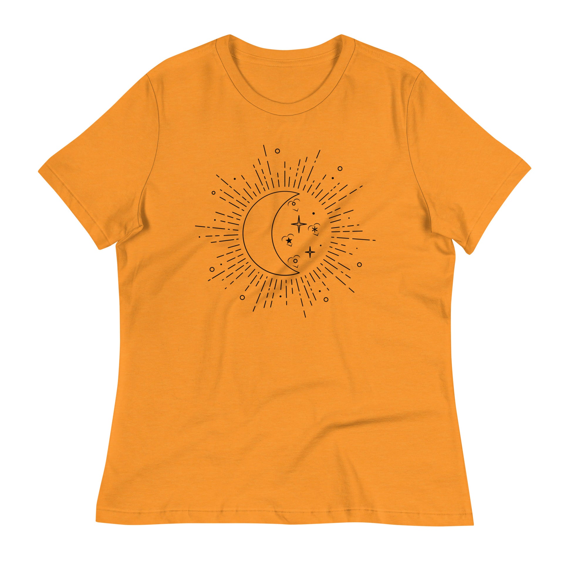 Moon sun womens-relaxed-t-shirt-heather-marmalade-front-flat