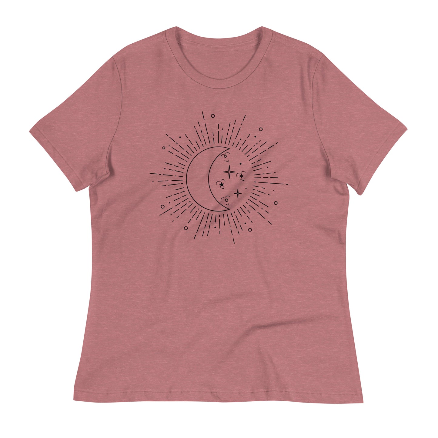 Moon sun womens-relaxed-t-shirt-heather-mauve-front-flat