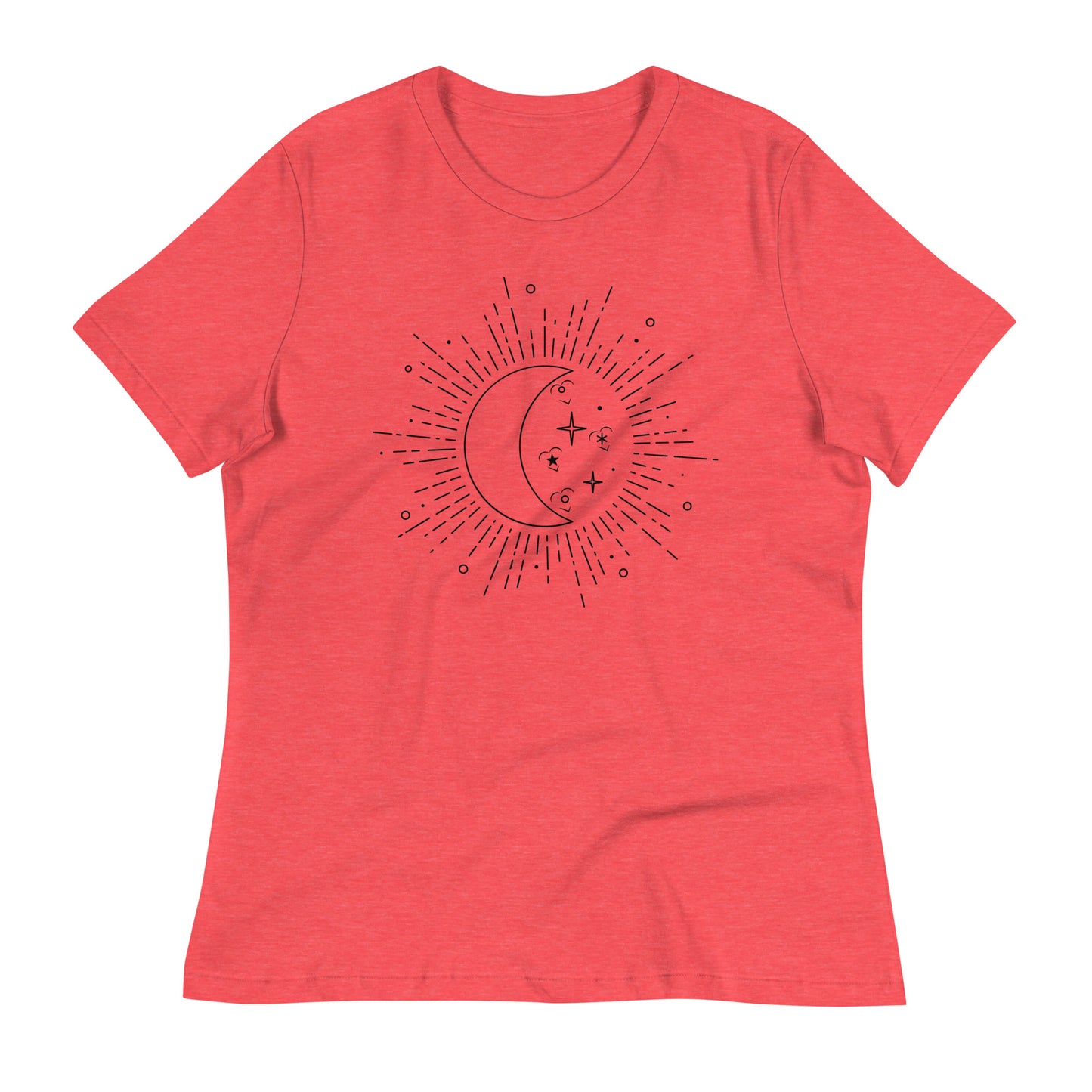 Moon sun womens-relaxed-t-shirt-heather-red-front-flat