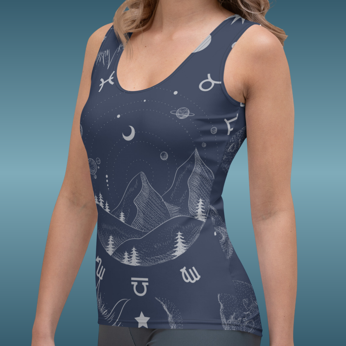 Navy Blue Moon Zodiac Tank Top