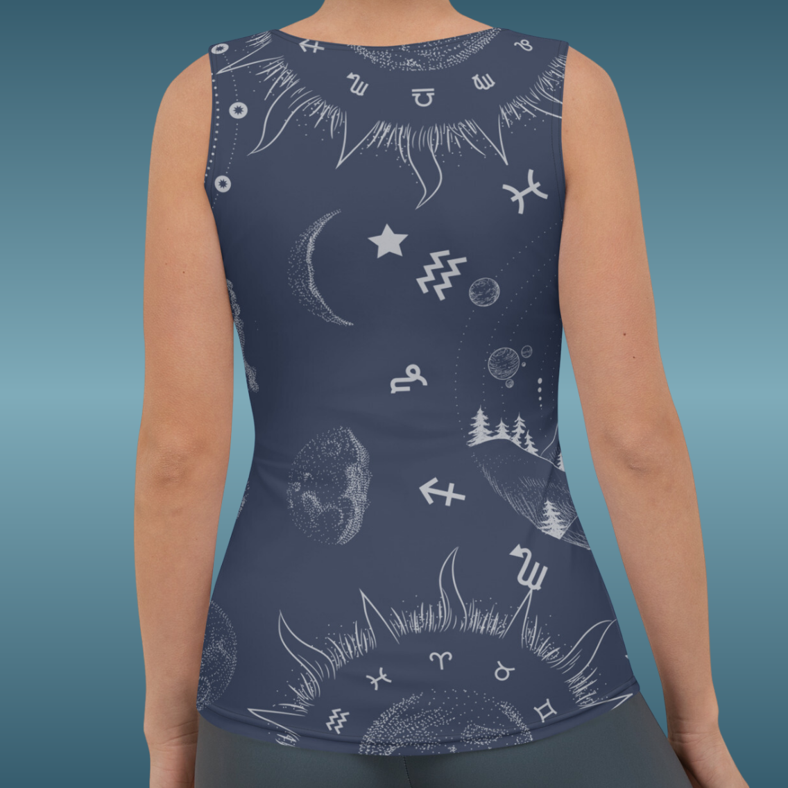 Navy Blue Moon Zodiac Tank Top