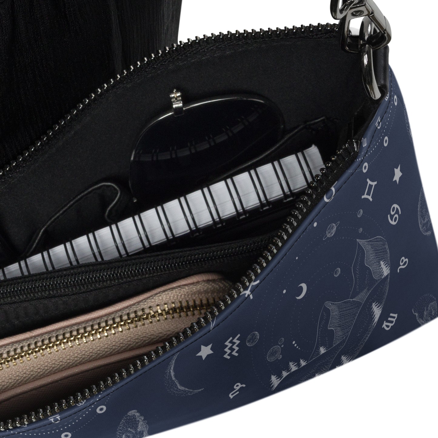 Navy Blue Moon Zodiac Crossbody Bag