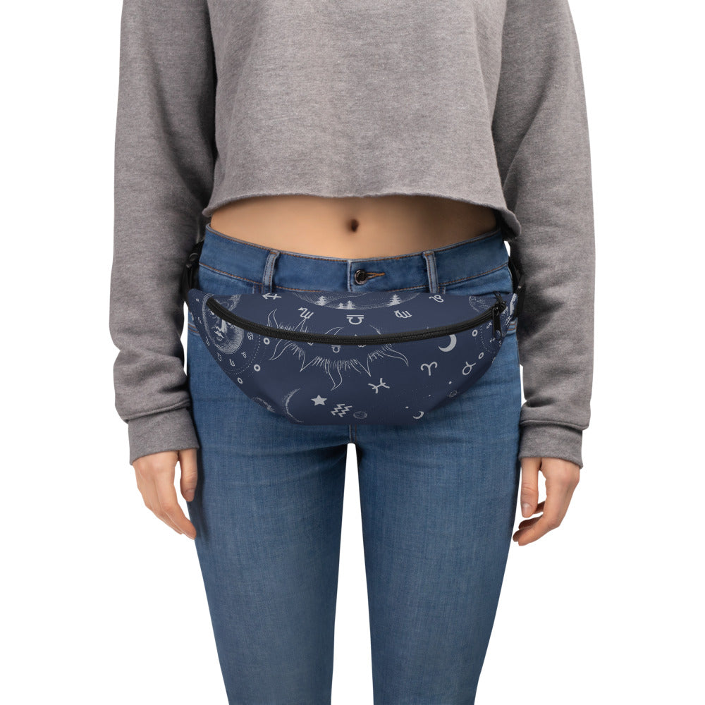 Navy Blue Moon Zodiac Fanny Pack