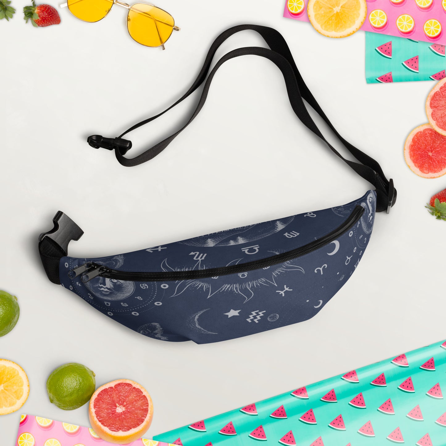 Navy Blue Moon Zodiac Fanny Pack