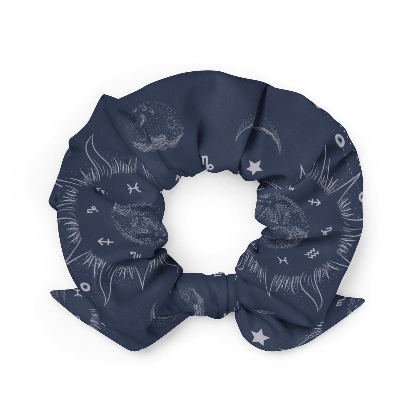 Navy Blue Moon Zodiac Scrunchie