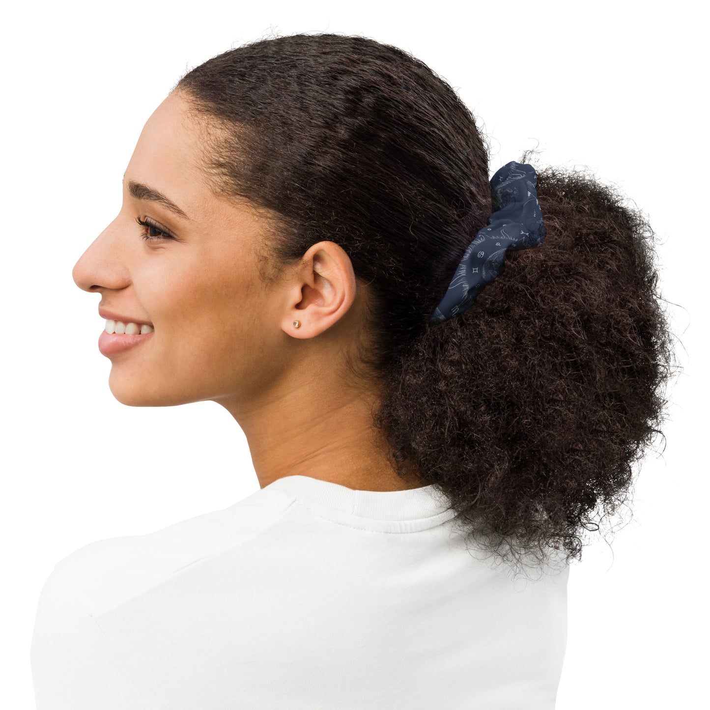 Navy Blue Moon Zodiac Scrunchie