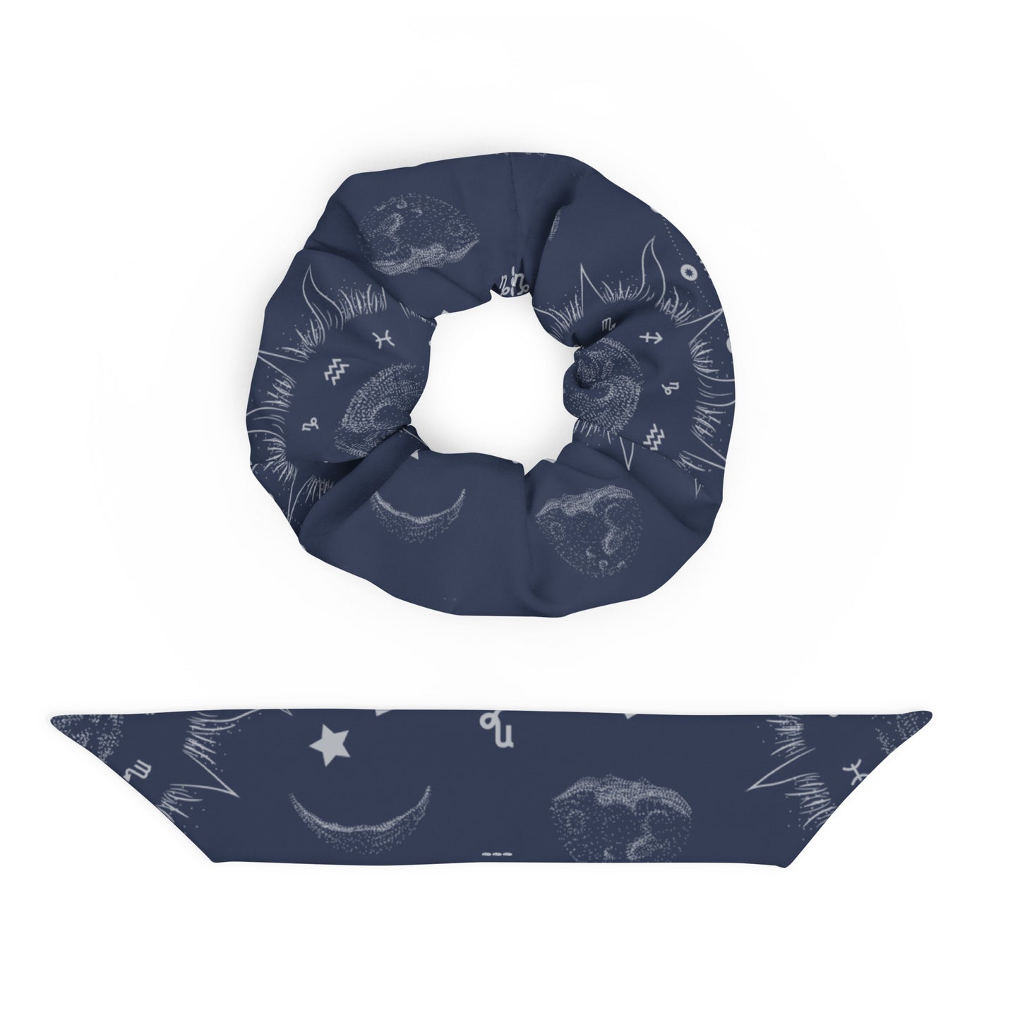 Navy Blue Moon Zodiac Scrunchie