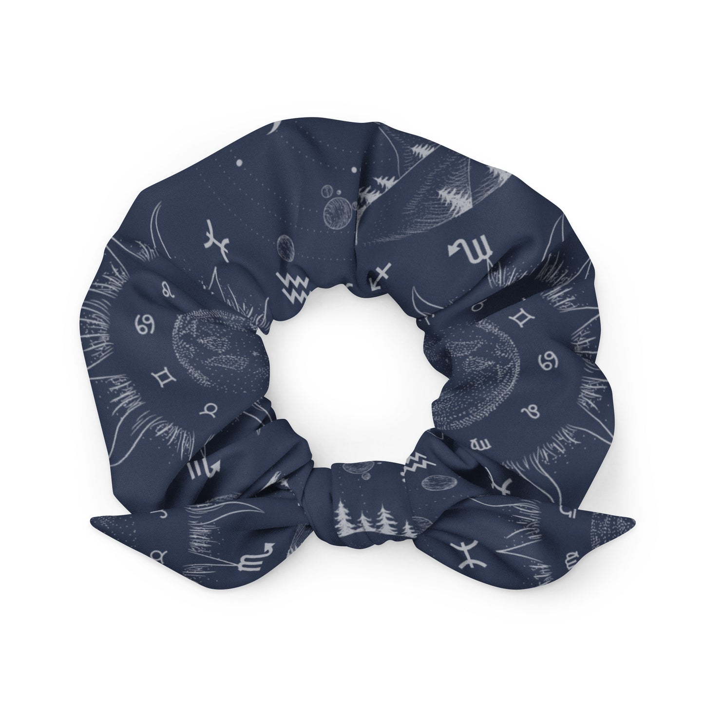 Navy Blue Moon Zodiac Scrunchie