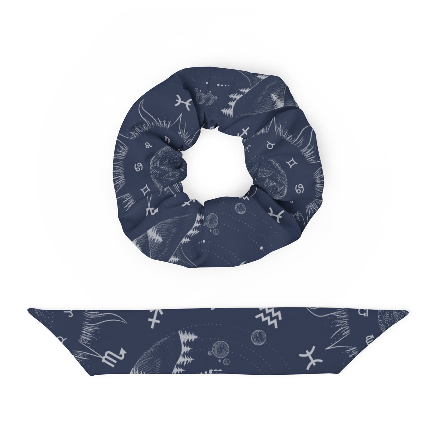 Navy Blue Moon Zodiac Scrunchie