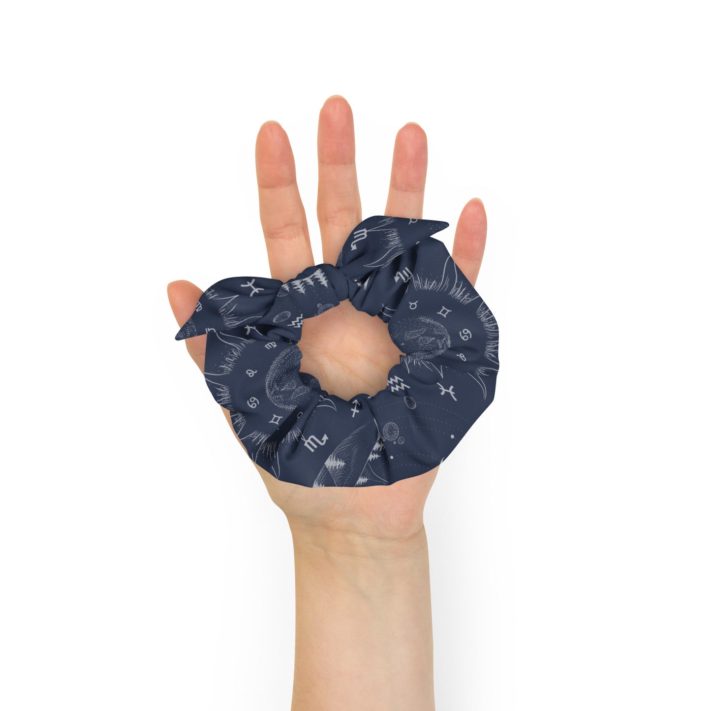 Navy Blue Moon Zodiac Scrunchie