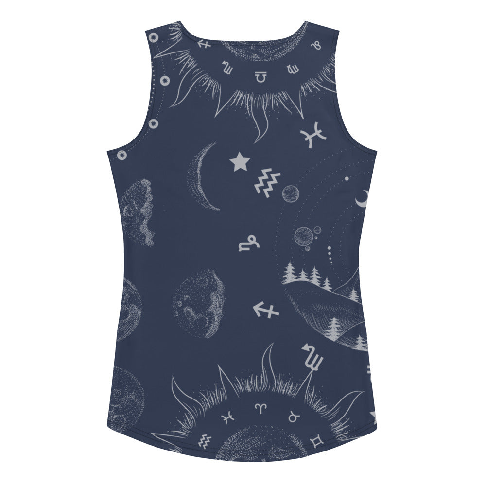 Navy Blue Moon Zodiac Tank Top