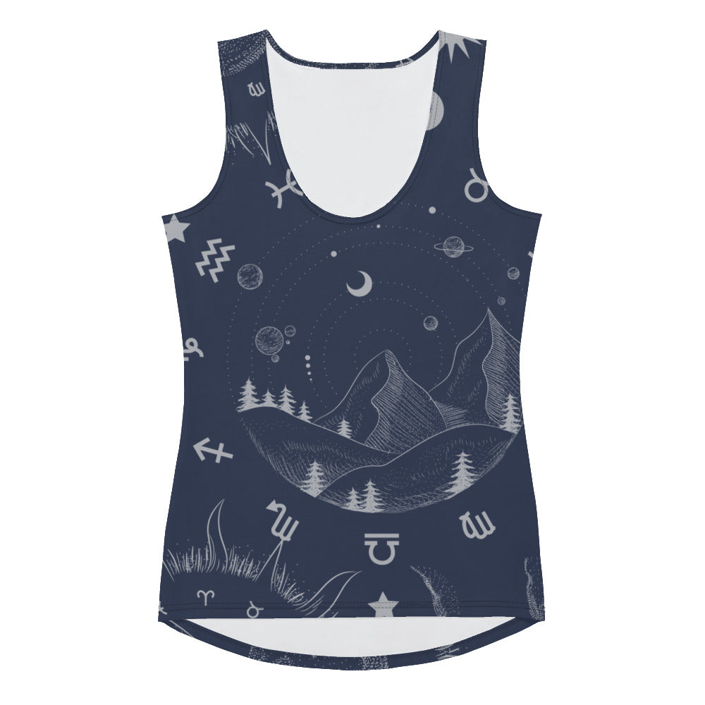 Navy Blue Moon Zodiac Tank Top