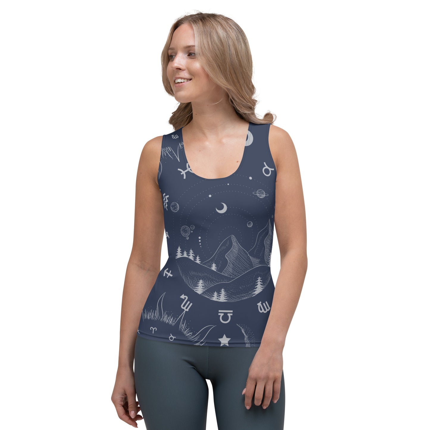 Navy Blue Moon Zodiac Tank Top