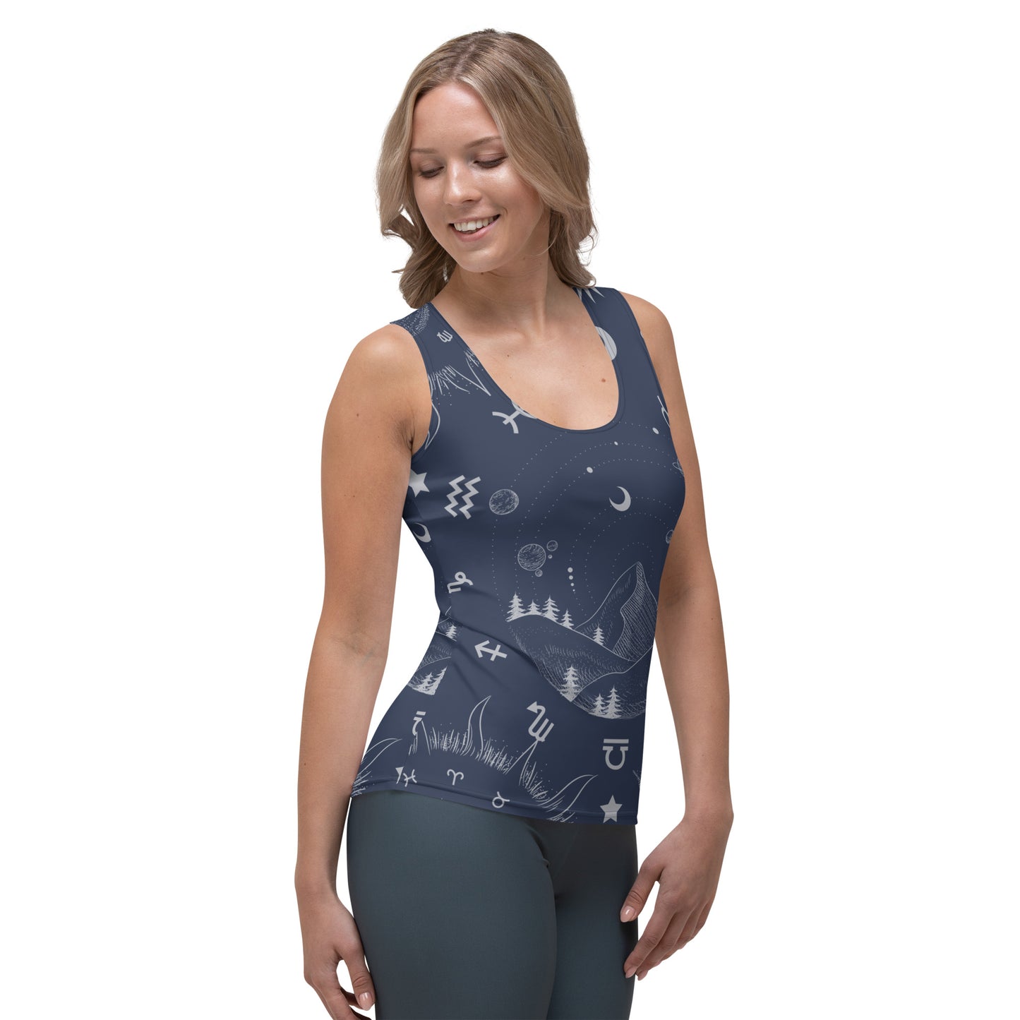 Navy Blue Moon Zodiac Tank Top