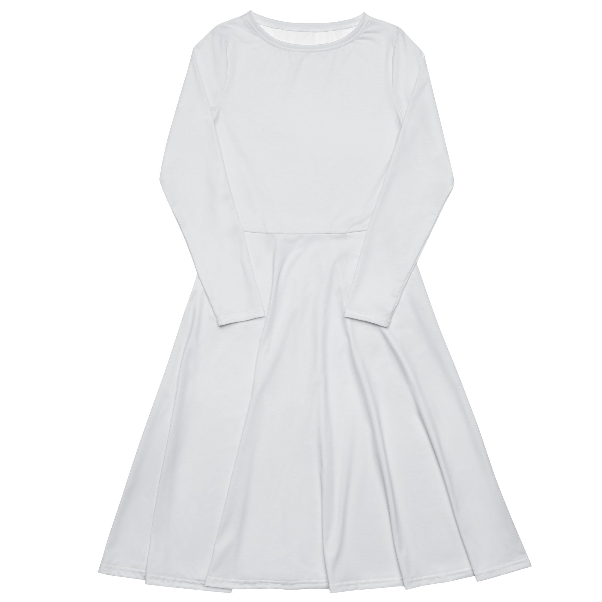 Nebula White-long-sleeve-midi-dress-front-flat