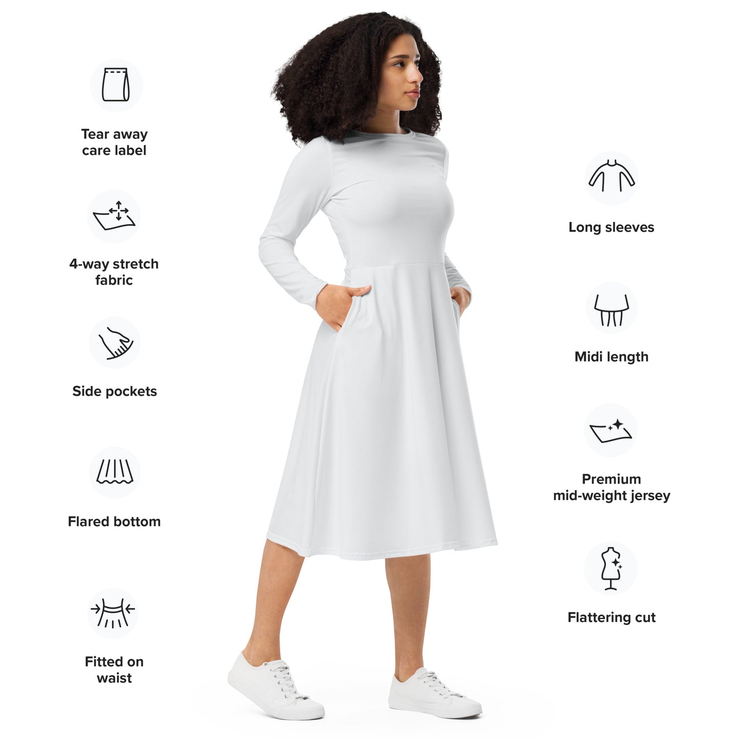 Nebula White-long-sleeve-midi-dress-right-front