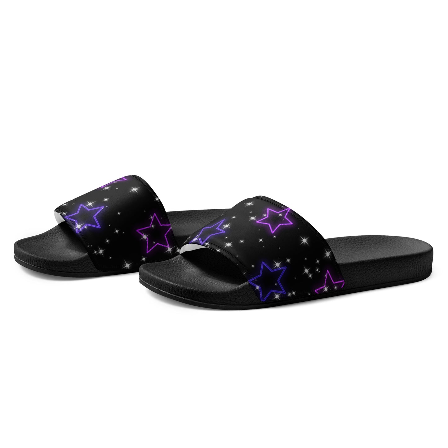 Neon Star womens-slides-sandals black-left-front