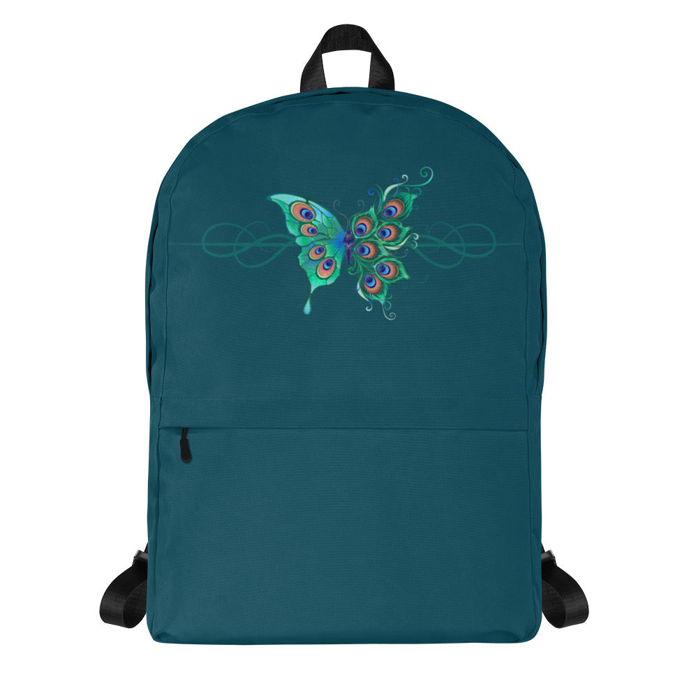 Peacock Butterfly Astronaut Blue Backpack