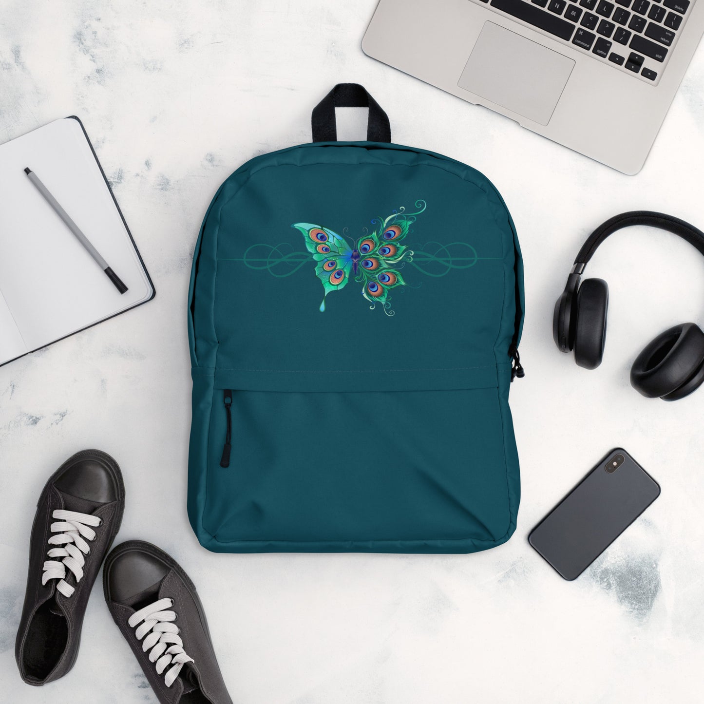 Peacock Butterfly Astronaut Blue Backpack