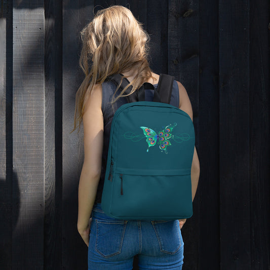 Peacock Butterfly Astronaut Blue Backpack