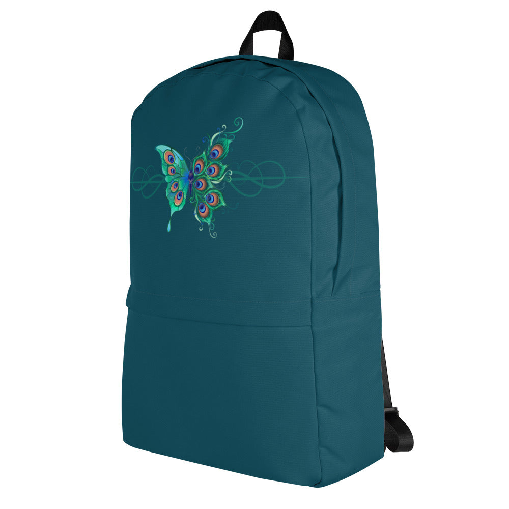 Peacock Butterfly Astronaut Blue Backpack